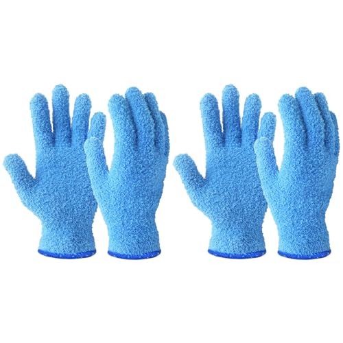 Evridwear Microfiber Dusting Gloves, Dusting Cleaning Glove for Plants, Blinds, Lamps and Small Hard to Reach Corners, 2 Pairs (Blue S/M) - color: Blue 2 Pairs, size: Small/Medium (Pack of 2)