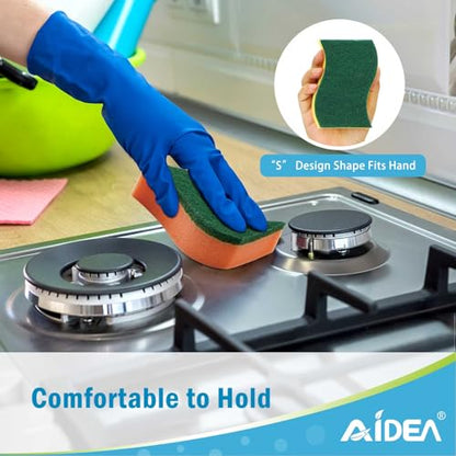 AIDEA Sponges Kitchen, 50 Pack Heavy Duty Dish Sponge, Cleaning Dish Scrubber Sponge for Home and Kitchen, Stink-Free Cleaning Supplies for Pots, Pans - style: Multicolor-S Shape