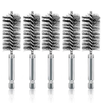 ASNOMY 5Pcs 1" Stainless Steel Bore Brush for Drill,25mm Wire Brush Bore Cleaning Brush Set for Power Drill Cleaning, Abrasive Wire Brush with 1/4" Hex Shank - style: 5Pcs 25mm | 1" Inch
