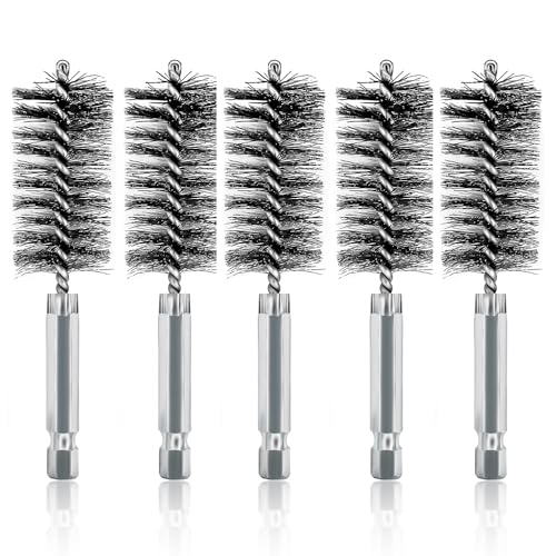 ASNOMY 5Pcs 1" Stainless Steel Bore Brush for Drill,25mm Wire Brush Bore Cleaning Brush Set for Power Drill Cleaning, Abrasive Wire Brush with 1/4" Hex Shank - style: 5Pcs 25mm | 1" Inch
