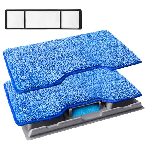 KEEPOW Reusable Mop Replacement Pads Compatible with Shark Vac Mop VM252 VM200 VM401 VM180 VM252GN VC205 VM250, Vacuum Mop Pads Refills for Hardwood Floor with Upgraded Dirt Chamber, Blue, 2+1+1 Pack - color: 2+1+1 Pack(blue)