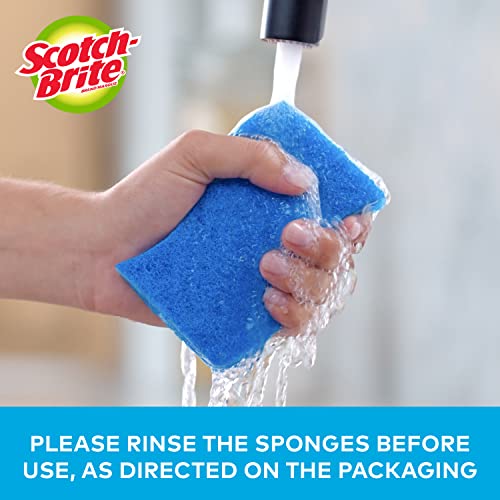 Scotch-Brite No Scratch Scrub Sponges, Blue, 4-1/2 x 2-1/2 x 7/10 in (Pack of 2) - size: 2.8" x 4.5" (Pack of 2)