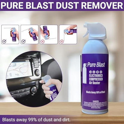 Pure Blast 10oz Compressed Air Duster Can – Made in USA – Powerful Dust Remover for Electronics, Keyboards, Computers & Office Equipment – Moisture-Free, No Residue – 1 Pack