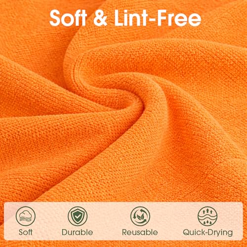 Microfiber Cleaning Cloth Roll–100 Pack, Tear Away Microfiber Towels, Reusable, Washable, Scratch-Free, Kitchen Towels for Car, Home, Kitchen, Glass, Dishes(Honey Orange) - color: Honey Orange