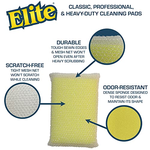 Elite All Purpose Cleaning Pad, 3 Pads (Individually Boxed), Non Scratch, Dish Sponge, Scrubber, Sponges for Kitchen and Household Use, Made in USA