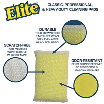 Elite All Purpose Cleaning Pad, 3 Pads (Individually Boxed), Non Scratch, Dish Sponge, Scrubber, Sponges for Kitchen and Household Use, Made in USA
