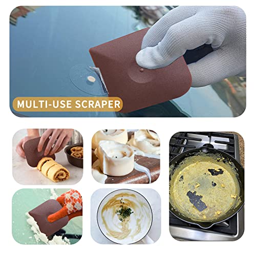 Cast Iron Cleaner Scrubber with Pan Scraper, Patented Chain Mail Scrubber Cast Iron Cleaning Kit, Metal Chainmail Scrubbing Sponge Scrub Brush to Clean Pan, Skillet, Grill, Dutch Oven, Wok - color: Black