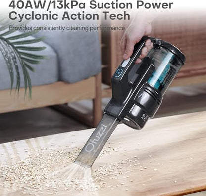 Ofuzzi H9 Pro Handheld Vacuum Cleaner, Extra-Long Crevice Tool, 40AW/13kPa Surging Suction, LED- Display&Light, Up to 30 Mins Runtime, Portable Vacuum for Home Cleaning, Black