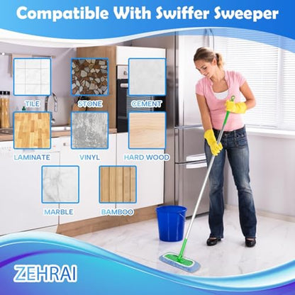 6 Pack Reusable Microfiber Mop Pads Compatible with Swiffer Sweeper Mop, Dry Sweeping Cloths & Wet Mopping Cloths, Washable Wet Pads Refill for Hardwood Surface Floor Cleaning - color: Sky Blue 6 Pack