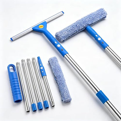 Professional Window Cleaning kit, 2-in-1 Window Squeegee with 78" Extension Poles, Suitable for Indoor & Outdoor Window, High Glass, High Windows, Multi-Purpose Car Windshield Cleaning - size: 15.74 - 78.74"