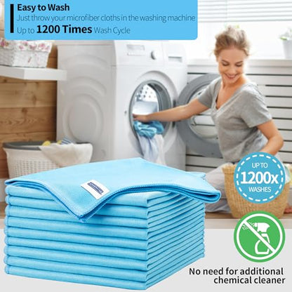 Microfiber Glass Cleaning Cloth - 10 Pack Polishing Cloths, 16" x 14" Window Cleaning Towel, Streak Free, Lint Free, Great for All Delicate Surface, Glasses, Stainless Steel, Windshield. - color: Blue, size: 16" x 14"