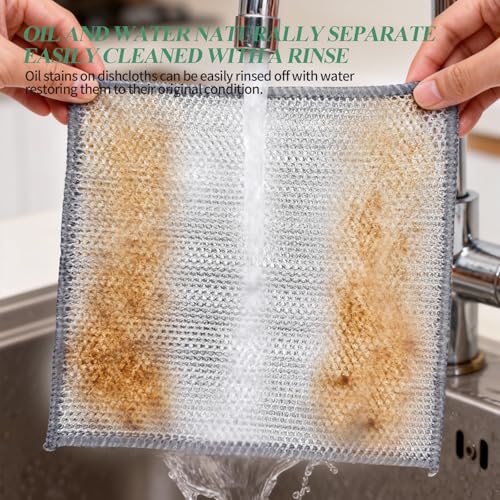 10PCS Non-Scratch Wire Dishcloth,Silver Mesh Dish Cloths with Diamond Weave, Reusable Multipurpose Wire Dishwashing Rags for Cookware, Glass Stovetops, and Enamel Surfaces - size: 10 PCS
