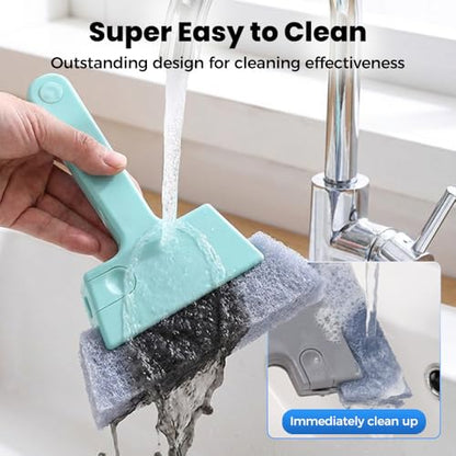 2 Pcs Magic Window Track Cleaner, 2026 New Upgraded Window Track Cleaner Brush, Window Gap Brushes for Homeowners, Multi Purpose Grooves Cleaning Brush for Sliding Windows (Green&Grey) - color: Green&grey