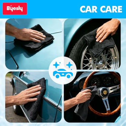 12-Pack Microfiber Cleaning Cloth, 11.5x11.5 Microfiber Towels for Cars, Dishes & House, for Detailers, Chefs & Efficient Home | Scratch-Free, Lint-Free, Ultra Absorbent(Black) - color: Black