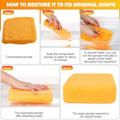 Tioncy 24 Pcs Large Sponges Bulk 7.5 x 5.5 x 1.9 Inch Grouting Car Wash Foam Cleaning and Washing Sponge Commercial Foam Large All Purpose for Cleaning Dishes Car Tile Bike (Yellow)