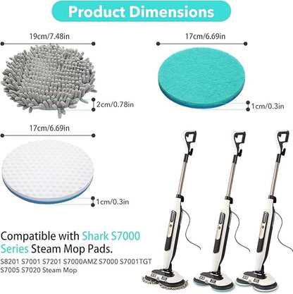 Frescares 6 Packs Steam Mop Pads Replacement Power Pads Compatible with Shark,S8201 S8001 S7001 S7201 S7000AMZ S7000 S7005 S7020 S7001C Dirt Grip Scrub Adsorb Washable Pad - color: 6grey