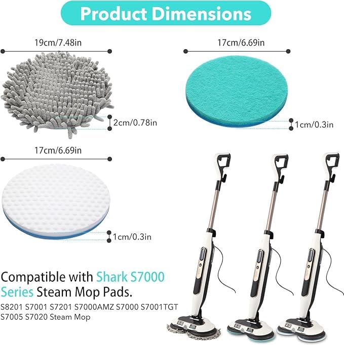 Frescares 6 Packs Steam&Scrub Mop Pads Replacement Power Pads Compatible with Shark,S8201 S8001 S7001 S7201 S7000AMZ S7000 S7005 S7020 S7001C Dirt Grip Scrub Adsorb Washable Pad - color: 2grey4green