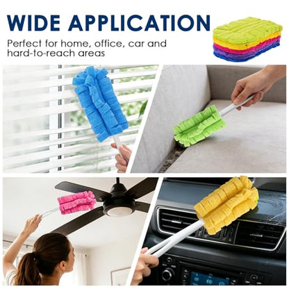 10 Pack Reusable Fleece Duster Refills with Detachable Handle, Washable Microfiber Dusters for Cleaning, 360° Dry Wet Microfiber Duster Refill Compatible with Standard Cleaning Handles (10)