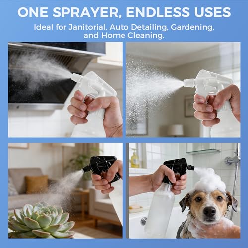 6 Pack Heavy Duty Spray Nozzle for Bottles, Leak-Proof Adjustable Spray Bottle Nozzle Replacement, Ergonomic Bottle Sprayer for Cleaning & Auto Detailing, Fits Standard 28/400 Spray Bottle Top - color: Blue&White&Black