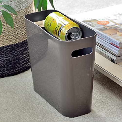 Youngever 1.5 Gallon Slim Trash Can, Plastic Garbage Container Bin, Small Trash Bin with Handles for Home Office, Living Room, Study Room, Kitchen, Bathroom (1 Pack Brown) - color: Brown