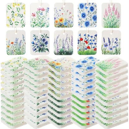 Maxdot 50 Counts Compressed Cellulose Sponges Bulk Flower Plant Style Natural Kitchen Compostable Non Scratch Dish Sponges for Washing Dishes, Cleaning Countertop Sink, Kids DIY - style: Flower Plant Style