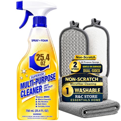 R&C Store Essentials Home Cleaning Bundle Kit, Includes Multi-Purpose More Spray and Foam Cleaner 25.4 oz + 2 Dual Scrub Sponges, Kitchen & Bathroom Cleaning Set - size: 25.4 Fl Oz (Pack of 1)