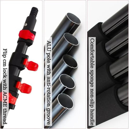 Window Cleaning Poles, Water Fed Pole Kit, Water Fed Brush W/Squeegee Water Fed Pole Kit for Solar Panel Cleaner(6M/19FT)