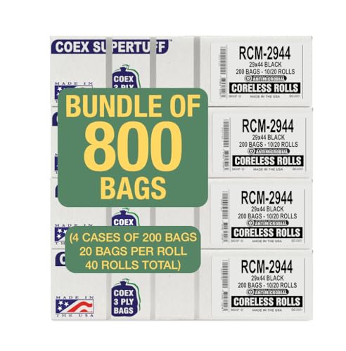 Aluf Plastics 26 Gallon For Slim Jim 1.25 MIL (eq) Black Heavy Duty Trash Bags - 29 inch X 44 inch - Pack of 800 - For Construction, Industrial, Outdoor, & Commercial - style: 26 Gal, 1.25 Mil Equiv, 800 Count