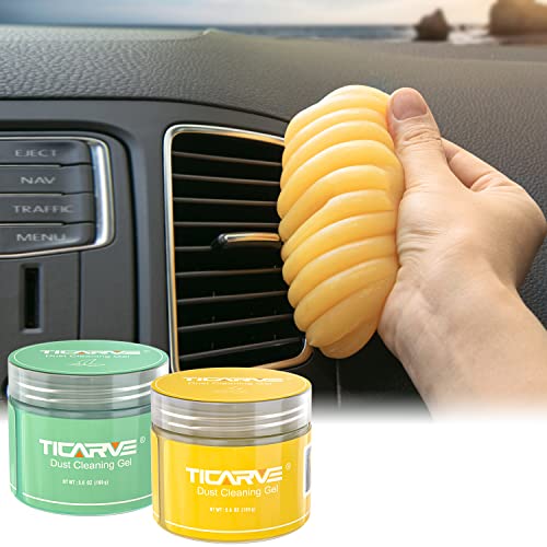 TICARVE 2Pack Cleaning Gel for Car Putty Car Slime Cleaning Car Putty Detail Car Interior Cleaner Automotive Cleaning Kits Keyboard Cleaner Yellow Green (320g/11.2oz) - color: Yellow+Green