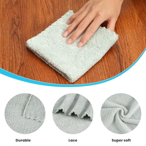12 Pack Cleaning Cloth,Ultra Soft Absorbent Quick Drying Microfiber Cleaning rags,No scratches,Reusable,Washable,Lint Free Cleaning Towels for Kitchen,Window,Glass,car,11.8"×11.8"(Light Green) - color: Light Green