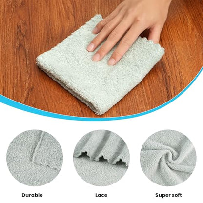 12 Pack Cleaning Cloth,Ultra Soft Absorbent Quick Drying Microfiber Cleaning rags,No scratches,Reusable,Washable,Lint Free Cleaning Towels for Kitchen,Window,Glass,car,11.8"×11.8"(Light Green) - color: Light Green