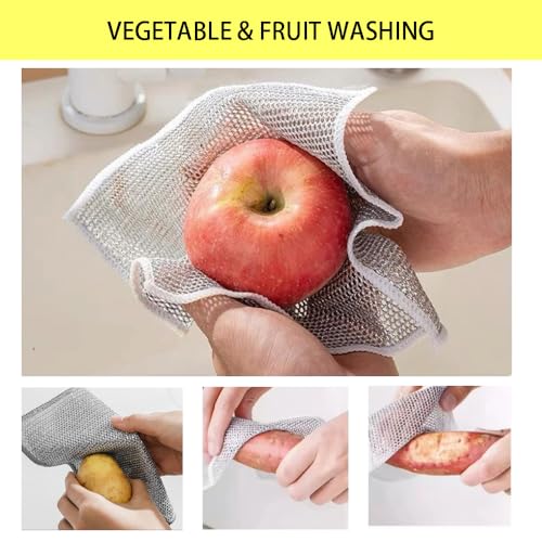 8 Pac Multipurpose Wire dishwashing rag- Reusable Non Scratch Wire Dishcloth, Non Scratch Dishcloth That Can for Kitchen Pots and cooktops, Sinks Dish Rags 7.87' * 7.87'
