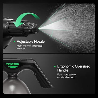 VIVOSUN Battery Powered Sprayer 0.5Gallon, Electric Spray Bottle USB Rechargeable, Automatic Water Pump Plant Mister with Adjustable Pressure, Easy to Refill, 2.2 Ah Battery