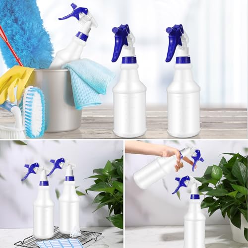 Zubebe 24 Pack 32 oz Plastic Spray Bottle Bulk Empty Leakproof Heavy Duty Spray Bottles for Cleaning Supplies Mist Bottles with Label and Adjustable Nozzle for Plant (Blue,Clear Scale) - color: Blue, style: Clear Scale