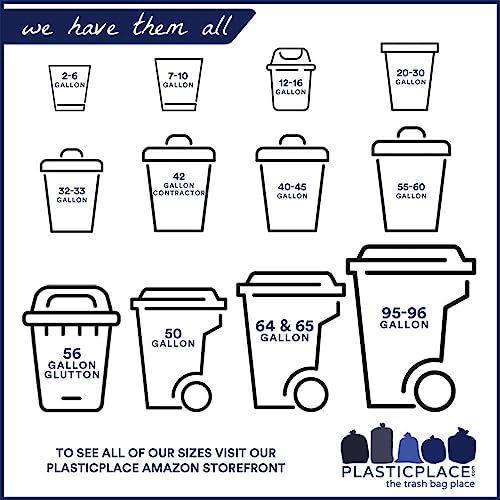 Plasticplace 65 Gallon Trash Bags, 2.7 Mil, Black Heavy Duty Garbage Can Liners,100 Count (Pack of 1) - size: 100 Count (Pack of 1)