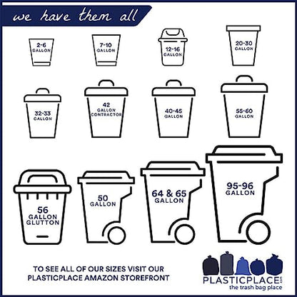 Plasticplace 65 Gallon Trash Bags, 2.7 Mil, Black Heavy Duty Garbage Can Liners,100 Count (Pack of 1) - size: 100 Count (Pack of 1)