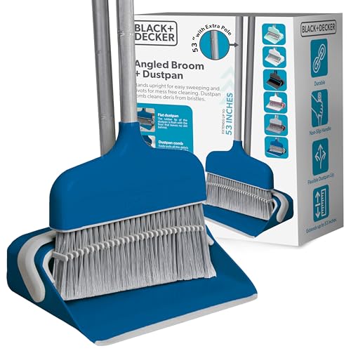 BLACK+DECKER Butler Broom & Dustpan Set - Stand-Up Design - Lightweight, Space-Saving Combo for Kitchen, Living Room, Bathroom, Lobby Floors - Home Cleaning Essential, Ocean Blue - size: Ocean Blue Butler Broom & Dustpan