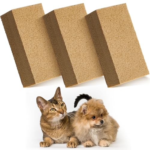 Pet Hair Remover Sponge Cat and Dog Hair Sponge Rubber Pet Fur Lifter Removal Tool, Remove from Furniture, Carpet, Bedding, Clothing, 6.26 x 3.28 x 1.89 Inch (Khaki,3 Pack) - color: Khaki