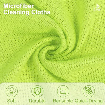 LIVOS Microfiber Cleaning Cloth Roll - 100 Pack, Reusable Paper Towels, Microfiber Towels for Car, Super Absorbent Cleaning Rags for House,Kitchen,Window-Green, 11.5"x11.5"|Lightweight, Quickly Dry - color: Green