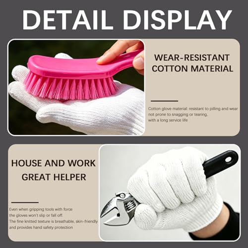 8pair unisex white cotton glove liners,string knit cloth men work safety gloves for gardening,warehouse,cooking,bbq - color: White Edging*8pairs