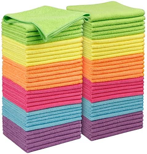 Orighty Microfiber Cleaning Cloth Pack of 60, Microfiber Towels for Cars, Highly Absorbent Car Cleaning Supplies, Lint Free Cloths Clean Rags for Car Care, House, Kitchen, 12x12 inch - color: Multicolor, size: Pack of 60