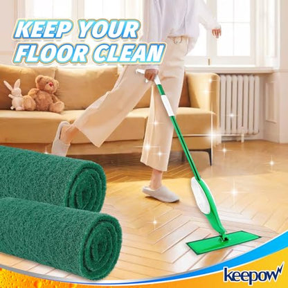 KEEPOW 6 Pack Scrub Mop Pads Replacement Compatible with Libman Freedom Spray Mop, Mop Scrubber Attachment for Floor Cleaning, Fit for Rubbermaid and Turbo & Other 18 Inch Microfiber Mops - color: Dark Green, 6 Pack