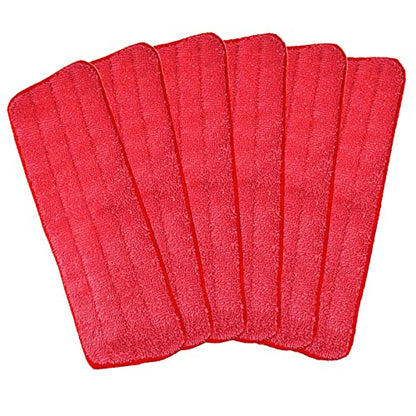 Microfiber Replacement Mop Pad, 18 x 6 Wet & Dry Home & Commercial Cleaning Refills, Reusable Floor Mop Pads, 6 Pack (Red)… - color: Red