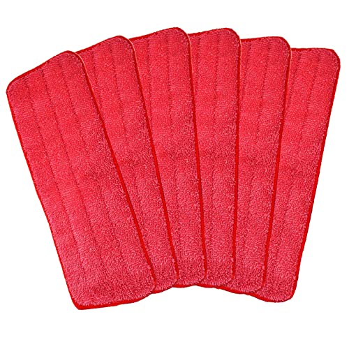 Microfiber Replacement Mop Pad, 18 x 6 Wet & Dry Home & Commercial Cleaning Refills, Reusable Floor Mop Pads, 6 Pack (Red)… - color: Red