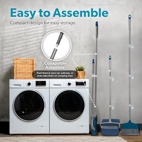 BLACK+DECKER Butler Broom & Dustpan Set - Stand-Up Design - Lightweight, Space-Saving Combo for Kitchen, Living Room, Bathroom, Lobby Floors - Home Cleaning Essential, Ocean Blue - size: Ocean Blue Butler Broom & Dustpan