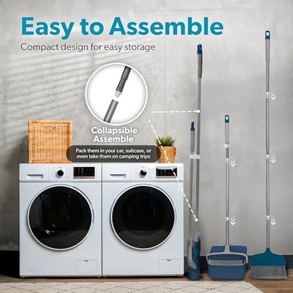 BLACK+DECKER Butler Broom & Dustpan Set - Stand-Up Design - Lightweight, Space-Saving Combo for Kitchen, Living Room, Bathroom, Lobby Floors - Home Cleaning Essential, Ocean Blue - size: Ocean Blue Butler Broom & Dustpan
