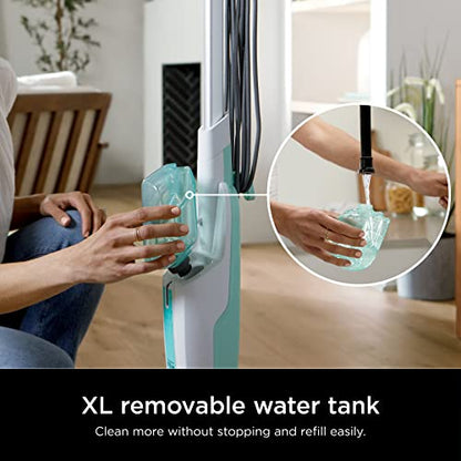 Shark Steam Mop with 2 Machine Washable Dirt Grip Pads, Removable Water Tank, Lightweight, Steam Cleaner for sealed Hard Floors, Marble, Stone, Hardwood, Tile, Laminate, White/Seafoam, S1000 - style: Steam Starter