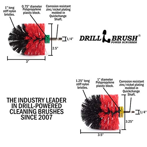 Outdoor Cleaning Supplies - Garden and Statue Cleaning Brush Set - Patio and Deck Scrubbing Tools - Bird Bath Cleaning Brush - Concrete Cleaning Brushes - Stone Stain Removing Tool - Brick Brush - color: Red