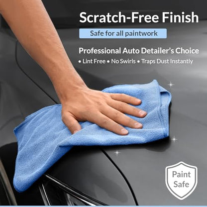 Blue Microfiber Towels (Value Pack of 36) Size 16x16 Inches - Highly Absorbent Cleaning Rags, Lint Free Towels, Reusable and Washable, Microfiber Cleaning Cloths - color: Blue