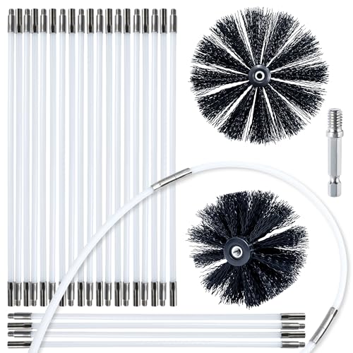 HOKLNUSE Dryer Vent Cleaner Kit Chimney Sweep Cleaning Tools Pellet Stove Cleaner Kit Air Dryer Duct Fireplace Brushes for Easy Lint Cleaning with 4" and 6" Brush Heads (Heavy Duty, 30Feet) - color: Heavy Duty, size: 30Feet
